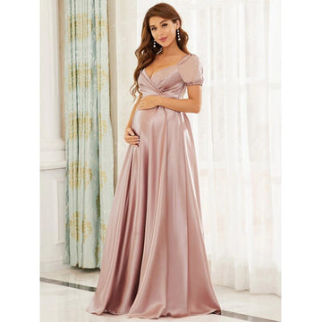 Mqtime Maternity Photography Dress Pregnant Women's High Waist Baby Shower Dress Sexy V-neck Backless Maxi Dress Maternity Gown